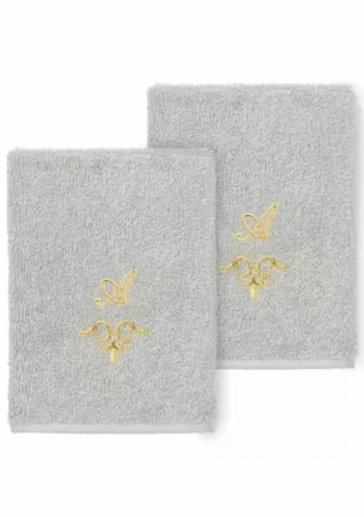 MONICA 2PC Embellished Light Gray Washcloth Set
