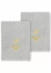 MONICA 2PC Embellished Light Gray Washcloth Set