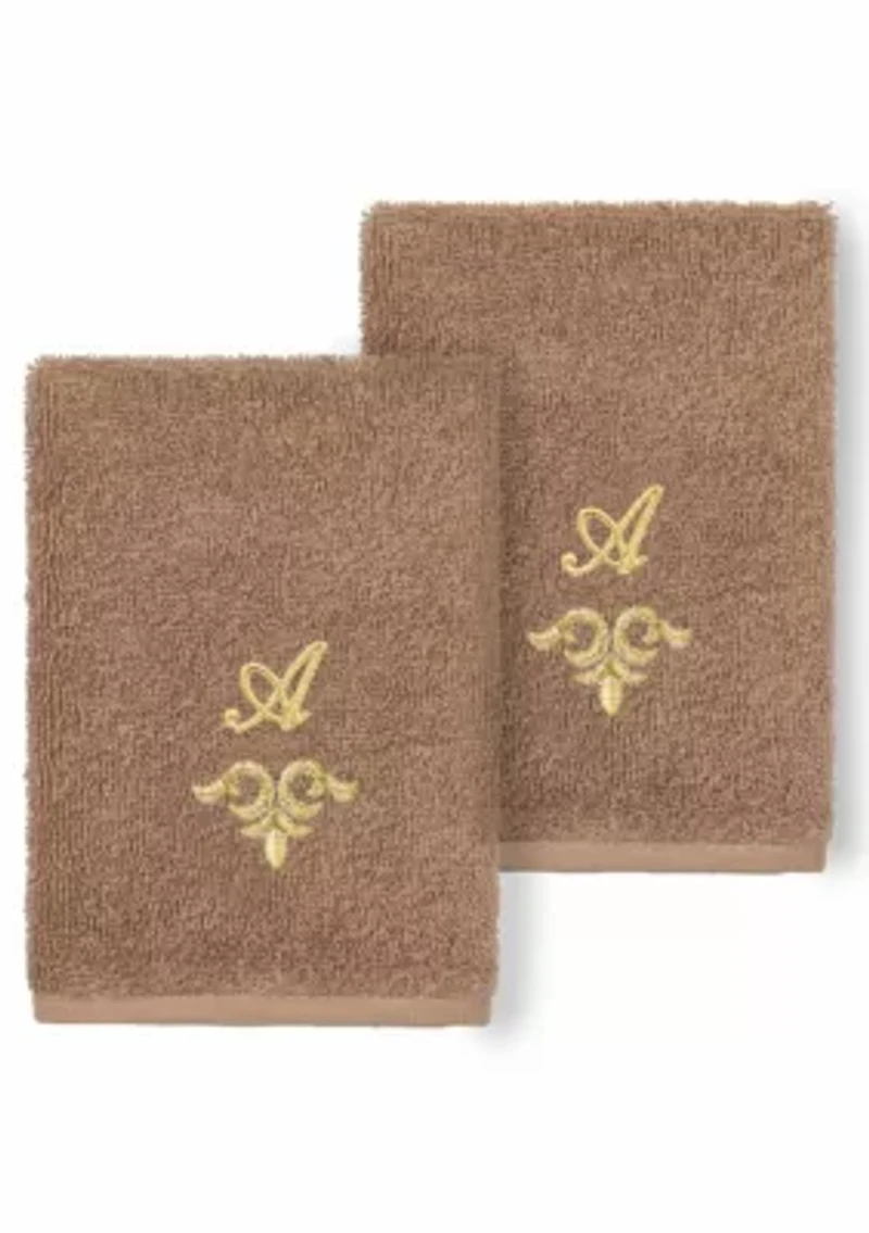 MONICA 2PC Embellished Latte Washcloth Set