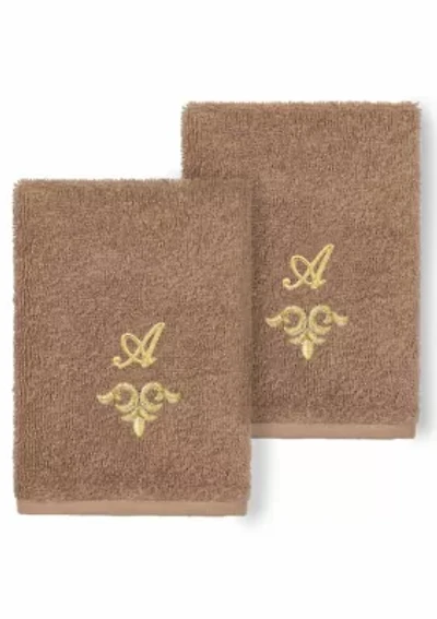 MONICA 2PC Embellished Latte Washcloth Set