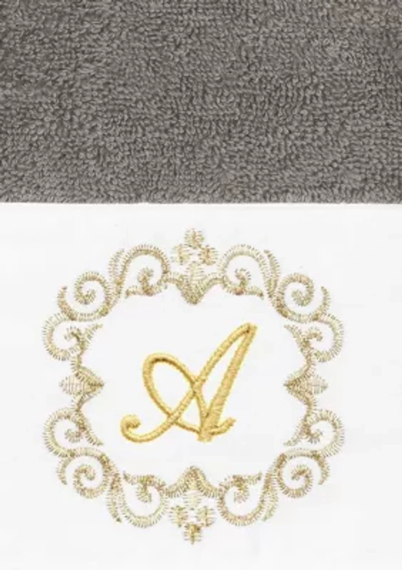 MONICA 2PC Embellished Dark Gray Hand Towel Set