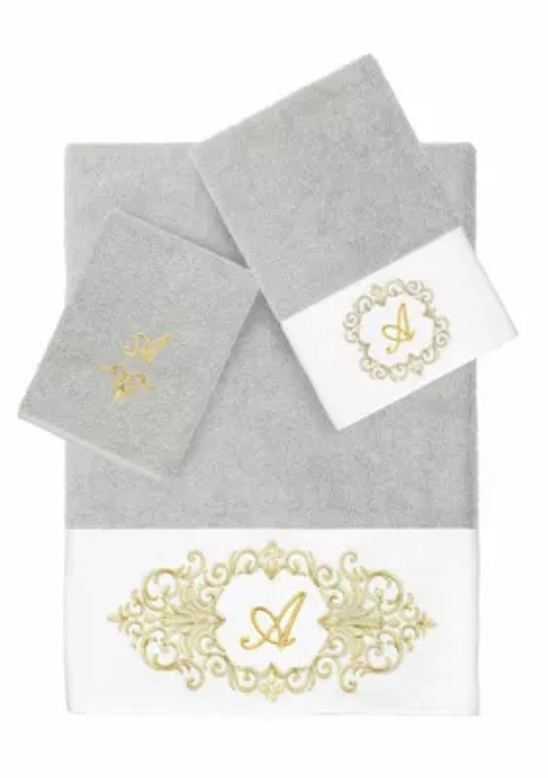 MONICA 3PC Embellished Light Gray Towel Set