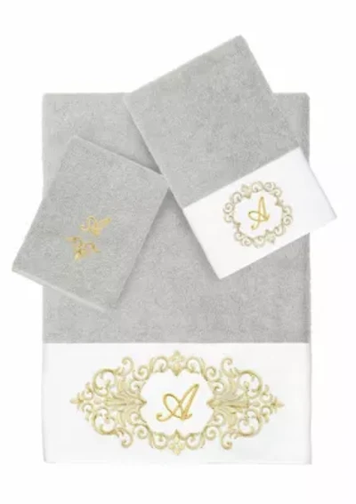 MONICA 3PC Embellished Light Gray Towel Set