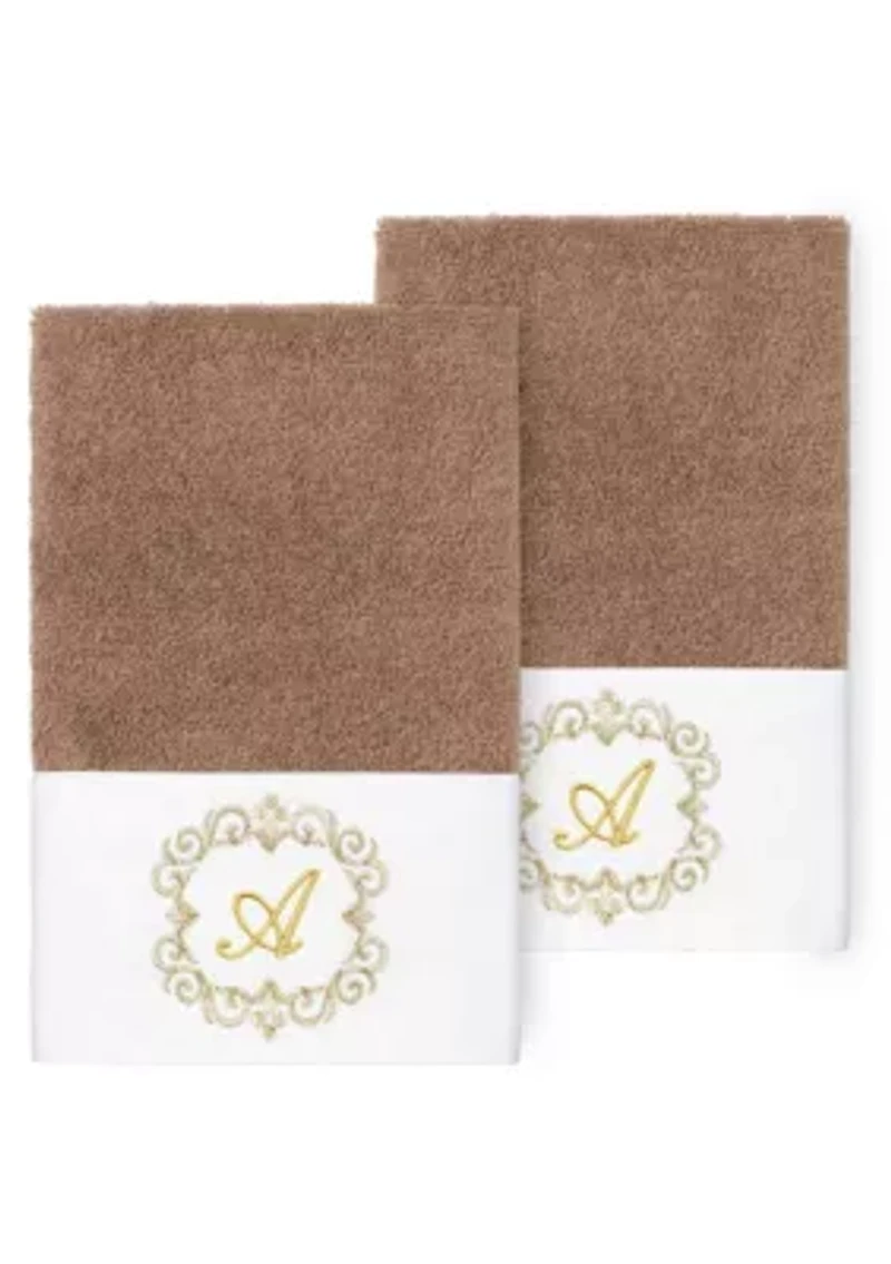 MONICA 2PC Embellished Latte Hand Towel Set