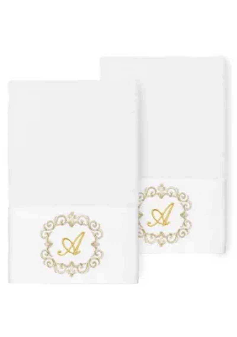 MONICA 2PC Embellished White Hand Towel Set