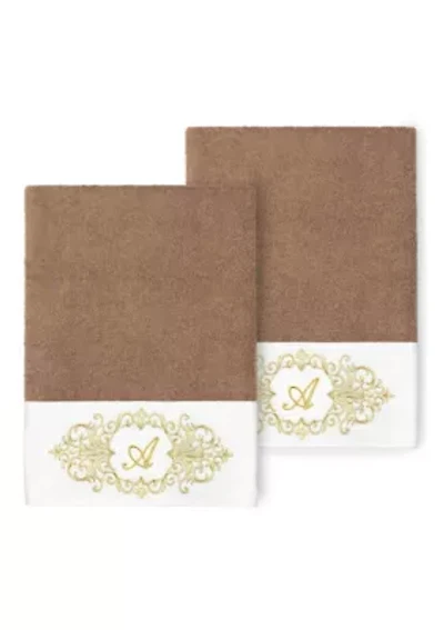 MONICA 2PC Embellished Latte Bath Towel Set