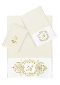 MONICA 3PC Embellished Cream Towel Set
