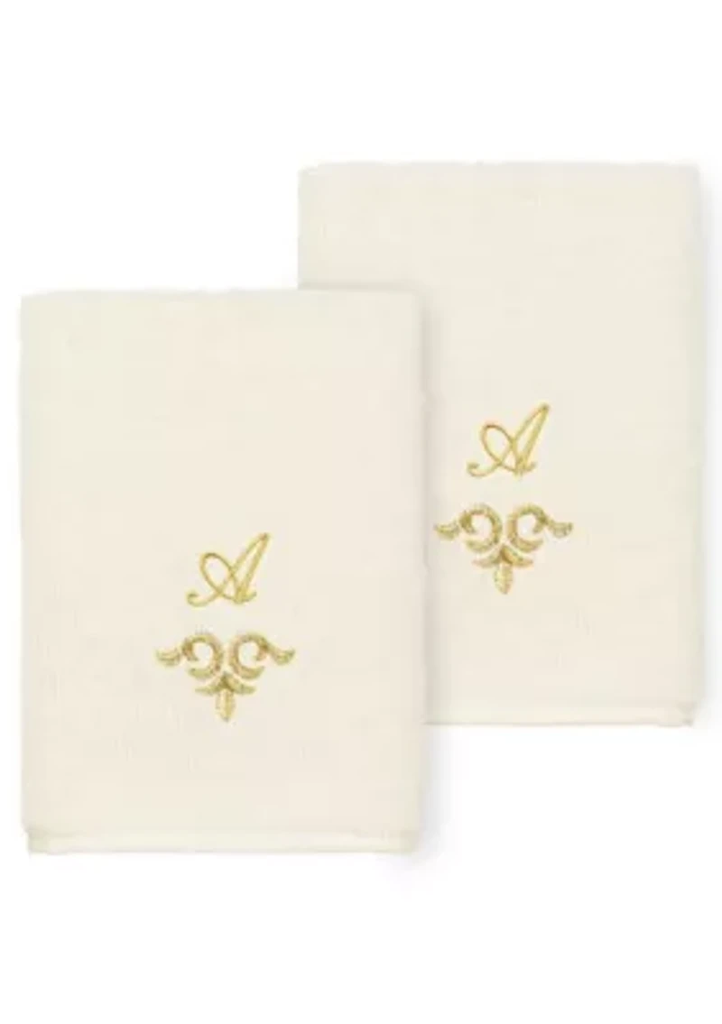 MONICA 2PC Embellished Cream Washcloth Set