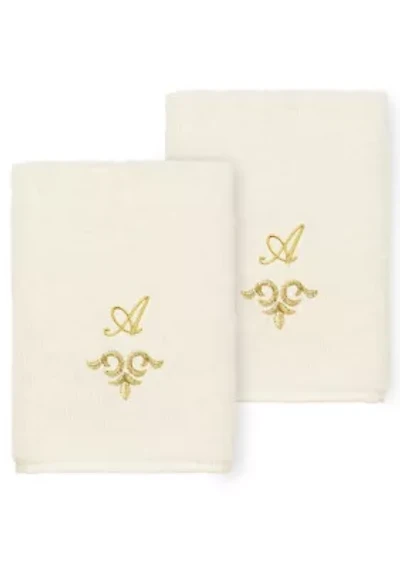 MONICA 2PC Embellished Cream Washcloth Set