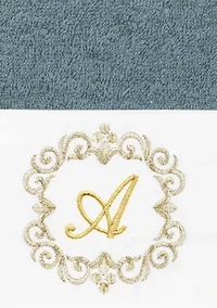 MONICA 2PC Embellished Teal Hand Towel Set