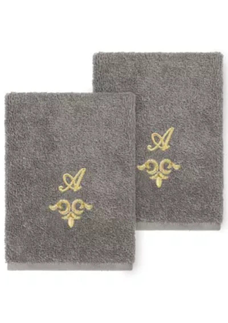 MONICA 2PC Embellished Dark Gray Washcloth Set