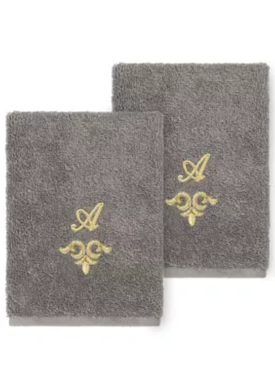MONICA 2PC Embellished Dark Gray Washcloth Set