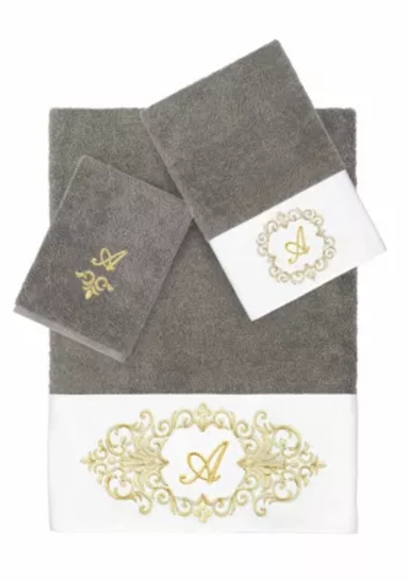 MONICA 3PC Embellished Dark Gray Towel Set