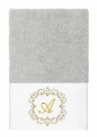 MONICA 2PC Embellished Light Gray Hand Towel Set