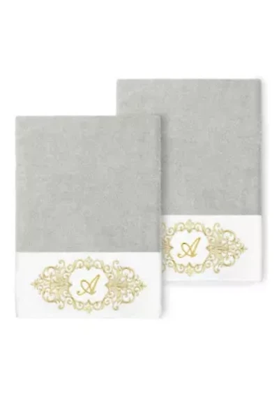 MONICA 2PC Embellished Light Gray Bath Towel Set