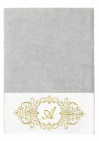 MONICA 2PC Embellished Light Gray Bath Towel Set