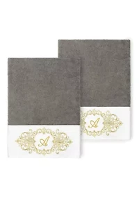 MONICA 2PC Embellished Dark Gray Bath Towel Set