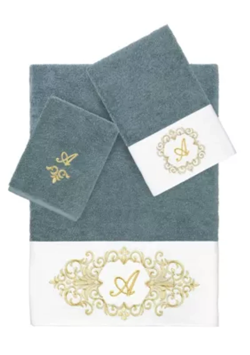 MONICA 3PC Embellished Teal Towel Set
