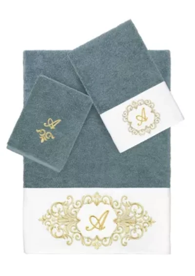 MONICA 3PC Embellished Teal Towel Set
