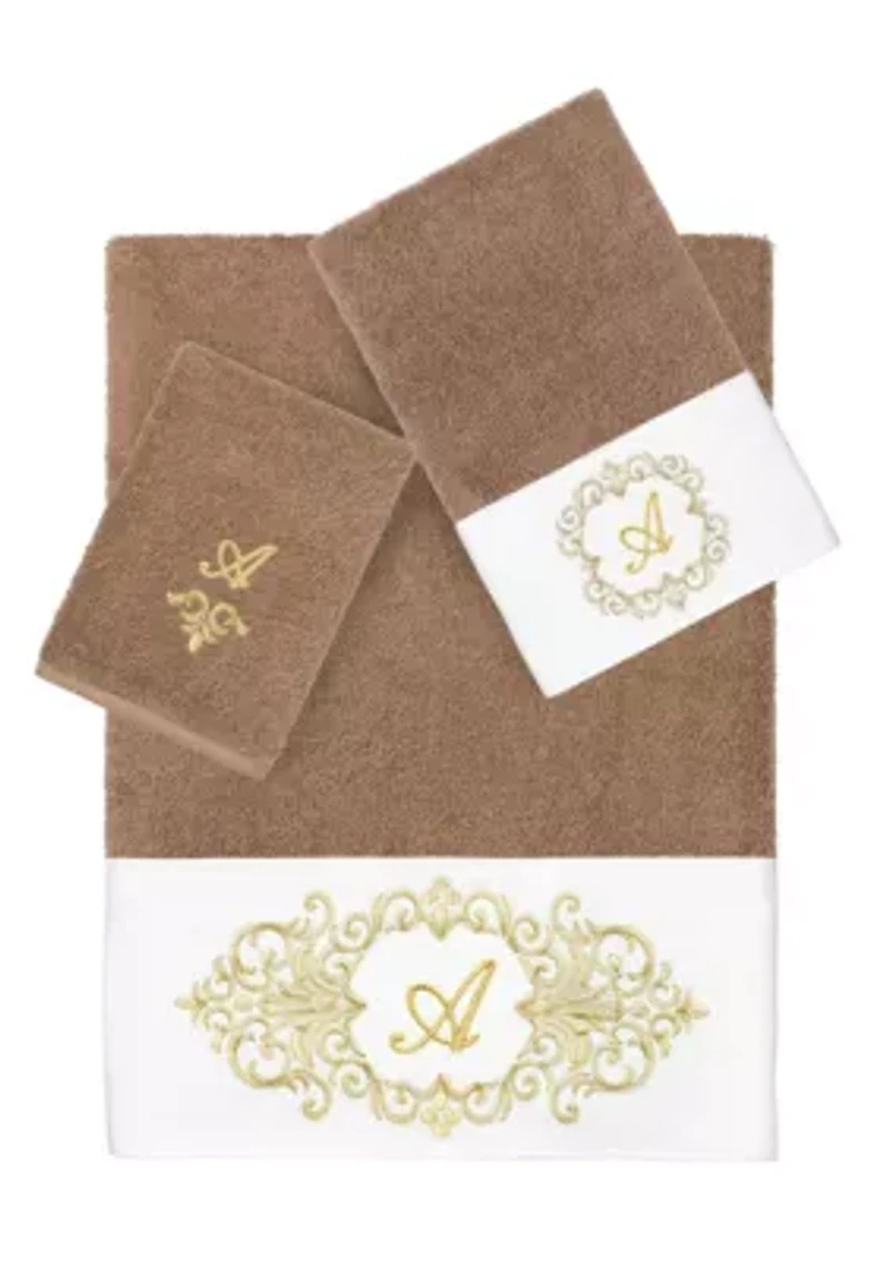 MONICA 3PC Embellished Latte Towel Set