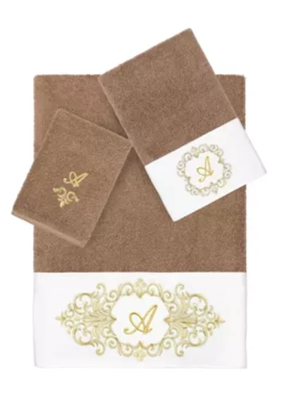 MONICA 3PC Embellished Latte Towel Set