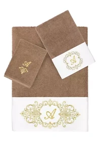 MONICA 3PC Embellished Latte Towel Set