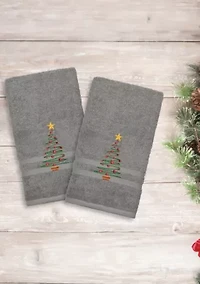 Christmas Tree Embroidered Denzi Hand Towels Set of 2