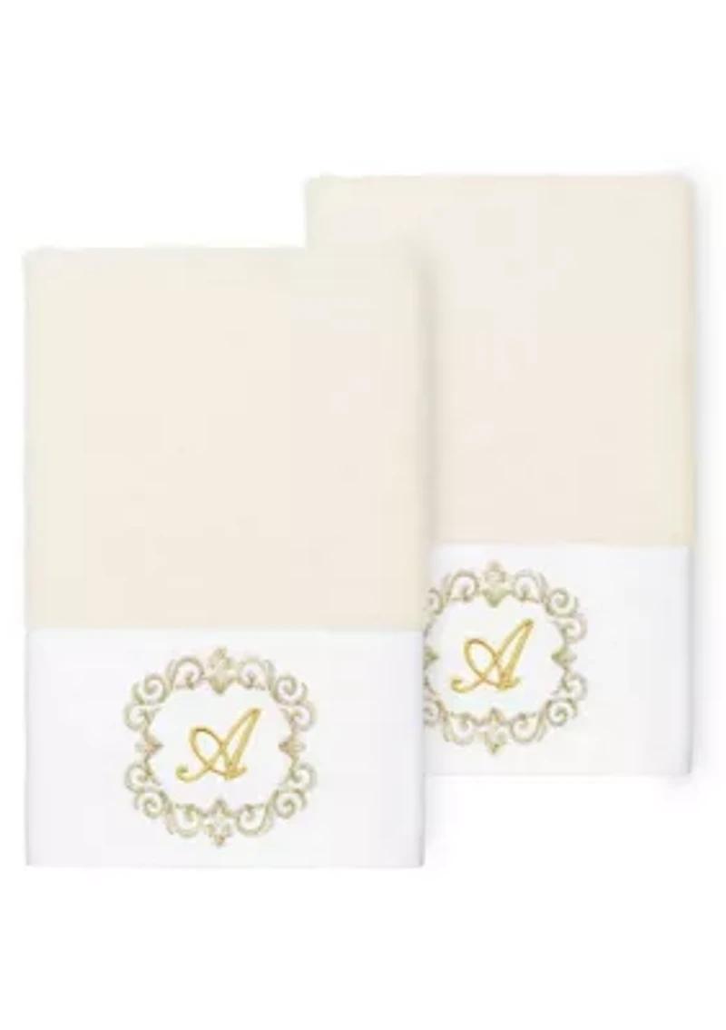MONICA 2PC Embellished Cream Hand Towel Set