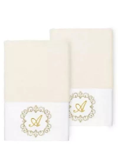 MONICA 2PC Embellished Cream Hand Towel Set