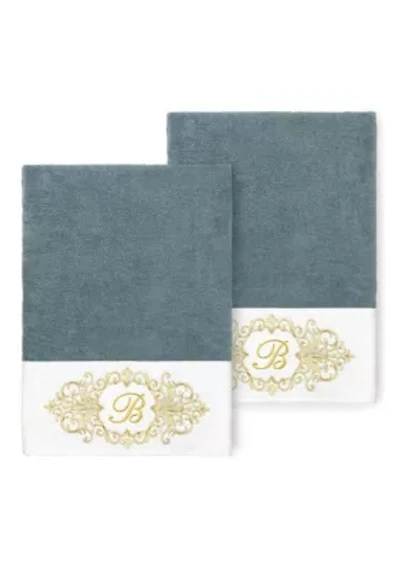 MONICA 2PC Embellished Teal Bath Towel Set