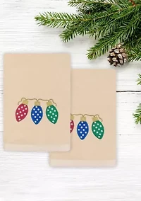 Christmas Twinkle Embroidered Hand Towels Set of 2