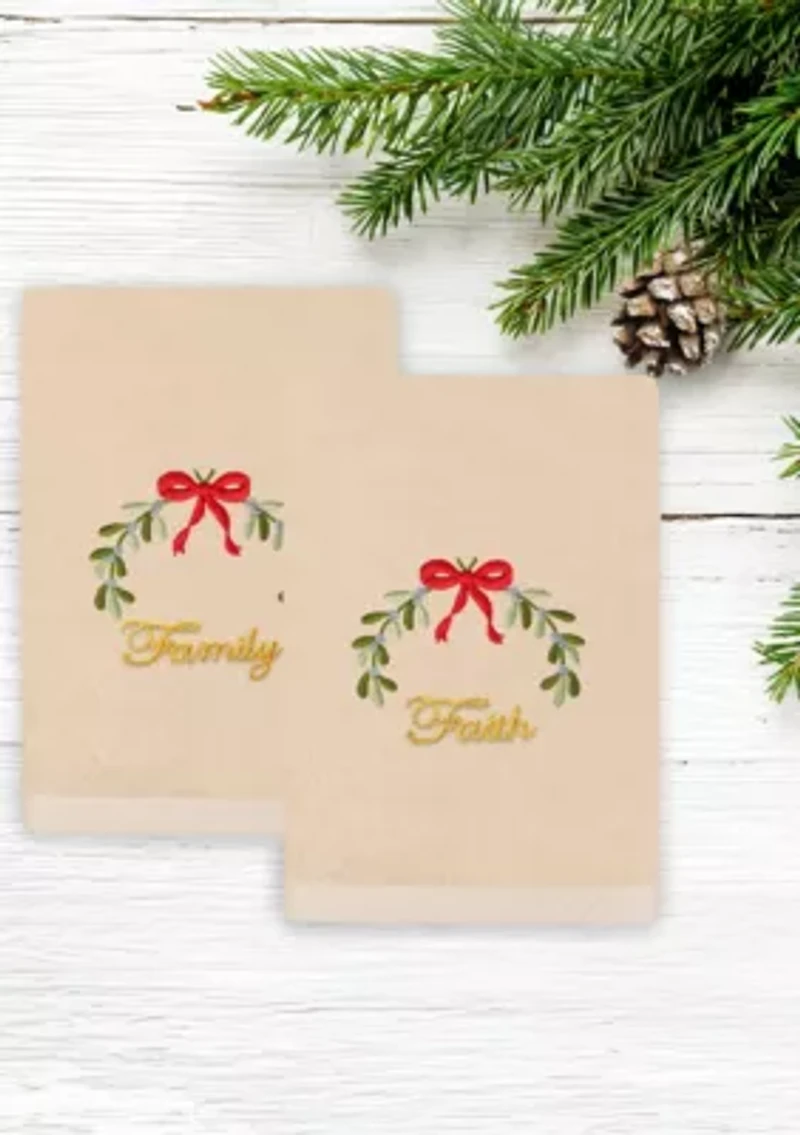 Christmas Ideals Embroidered Hand Towels Set of 2