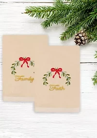 Christmas Ideals Embroidered Hand Towels Set of 2