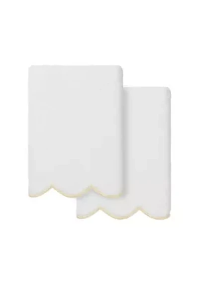 ADORNIA Scallop 2PC Hand Towel Set