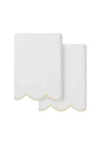 ADORNIA Scallop 2PC Hand Towel Set