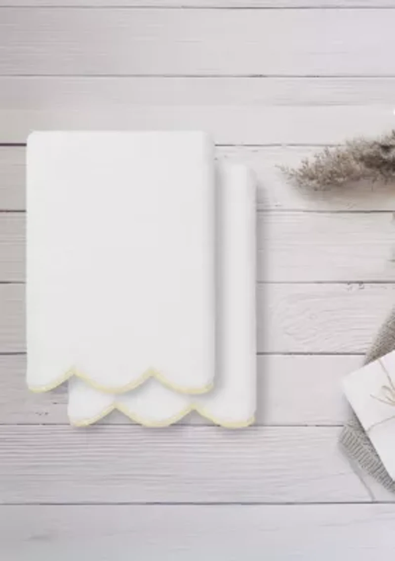 ADORNIA Scallop 2PC Hand Towel Set