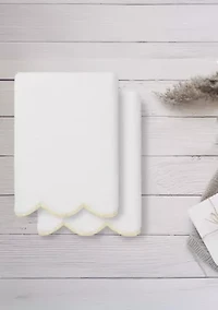 ADORNIA Scallop 2PC Hand Towel Set