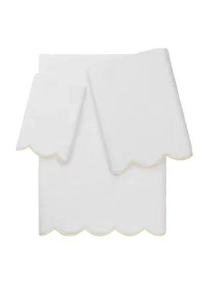 ADORNIA Scallop 3PC Towel Set