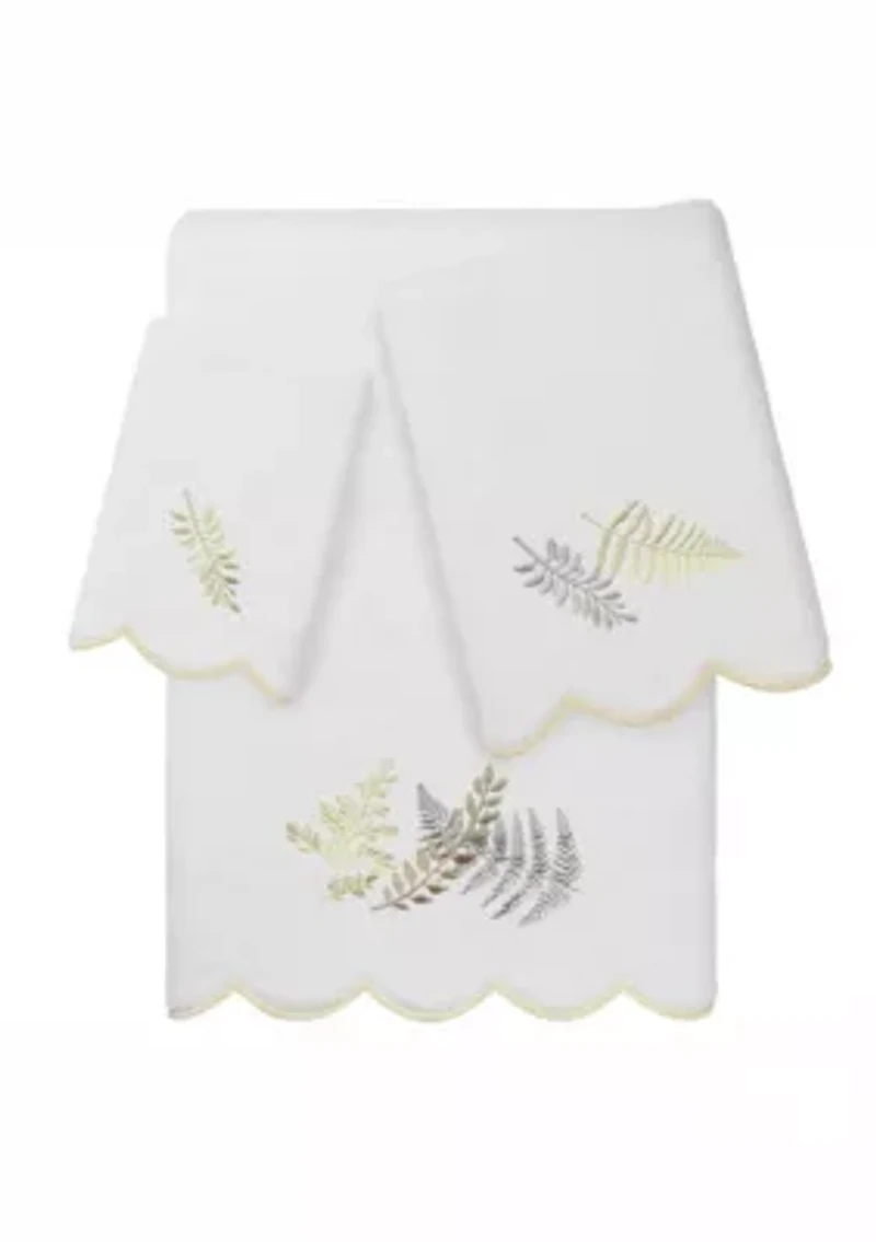 FERN TOSS Scallop 3PC Embellished Towel Set