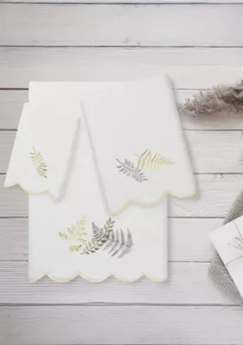 FERN TOSS Scallop 3PC Embellished Towel Set