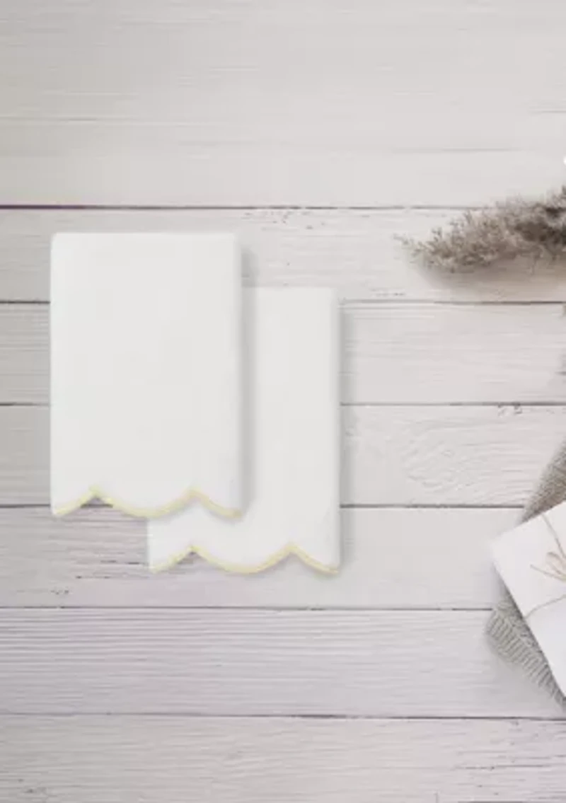 ADORNIA Scallop 2PC Fingertip Towel Set