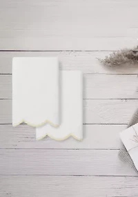 ADORNIA Scallop 2PC Fingertip Towel Set