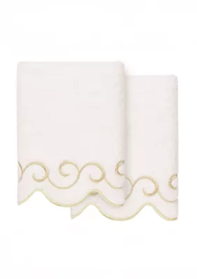 SIMPLICITY Scallop 2PC Embellished Hand Towel Set