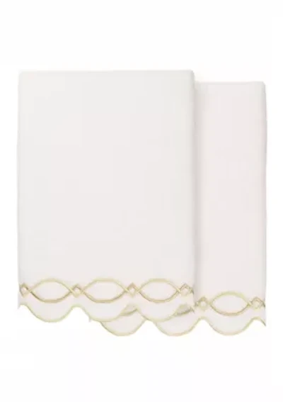 DIAMOND CHAIN Scallop 2PC Embellished Bath Towel Set