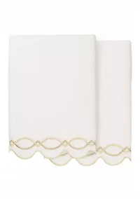 DIAMOND CHAIN Scallop 2PC Embellished Bath Towel Set