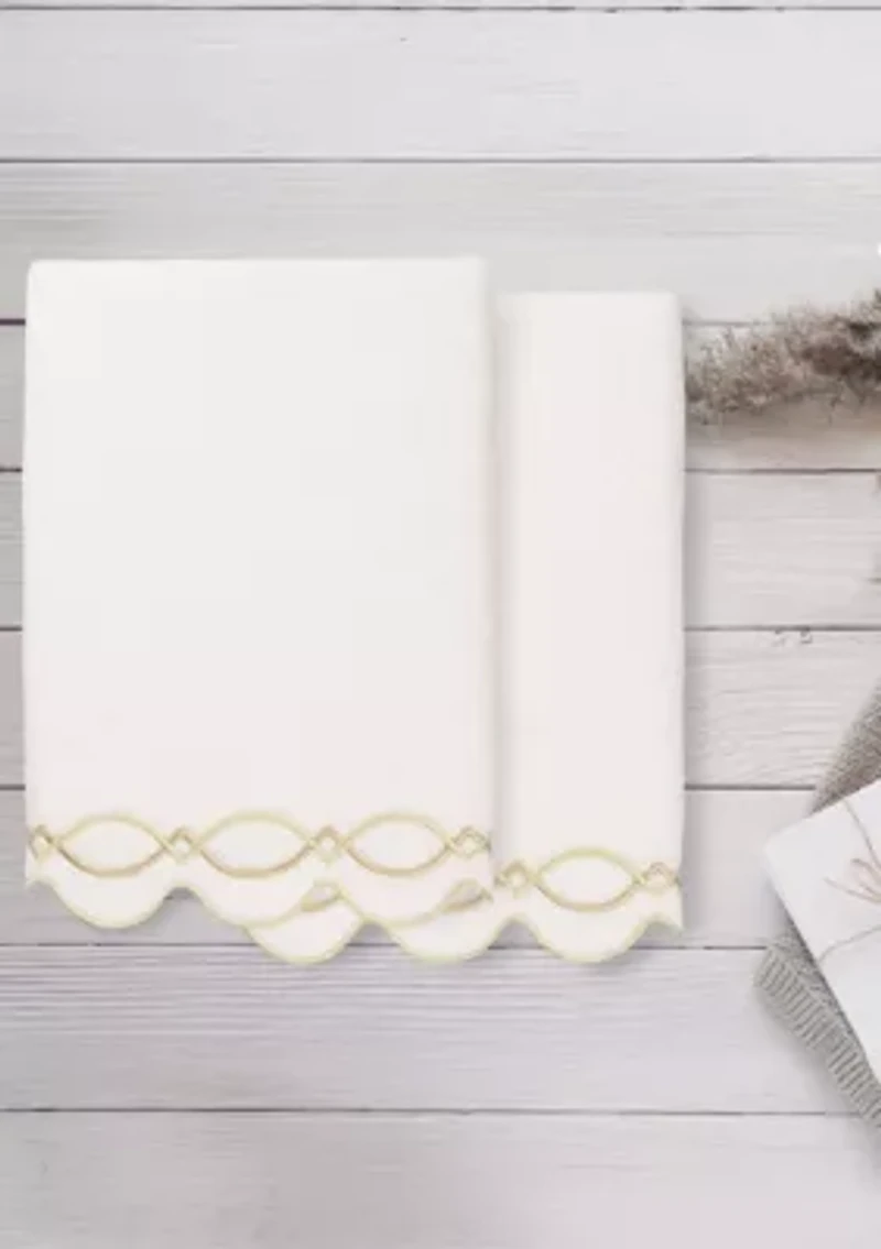 DIAMOND CHAIN Scallop 2PC Embellished Bath Towel Set