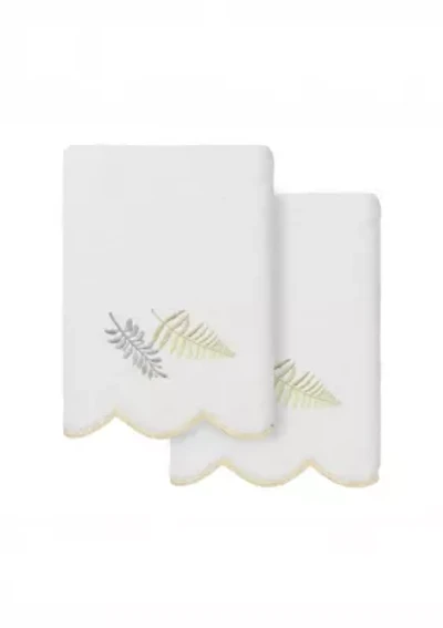 FERN TOSS Scallop 2PC Embellished Hand Towel Set