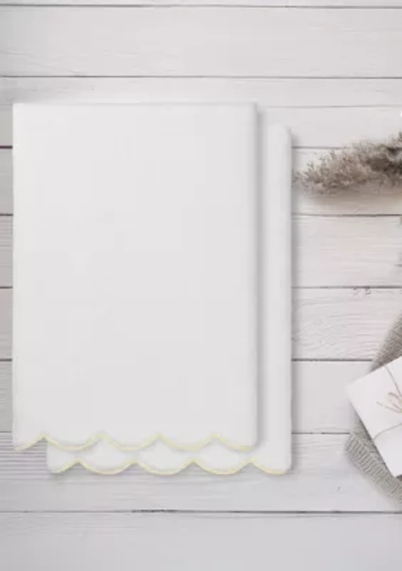 ADORNIA Scallop 2PC Bath Towel Set