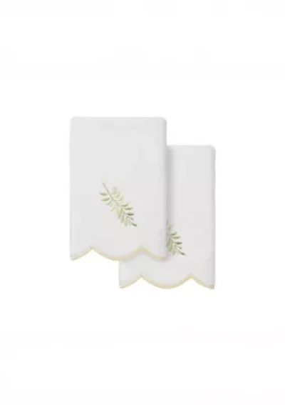 FERN TOSS Scallop 2PC Embellished Fingertip Towel Set
