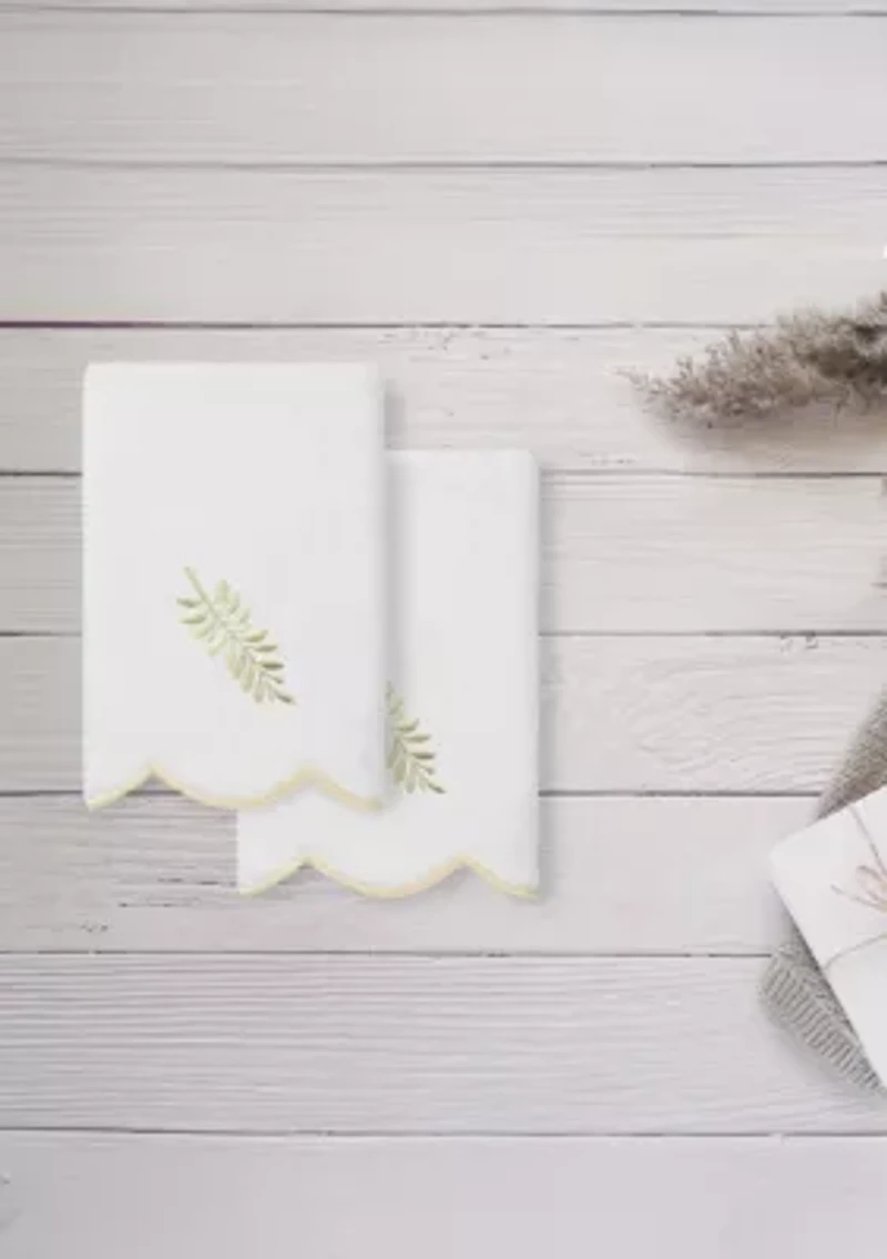 FERN TOSS Scallop 2PC Embellished Fingertip Towel Set